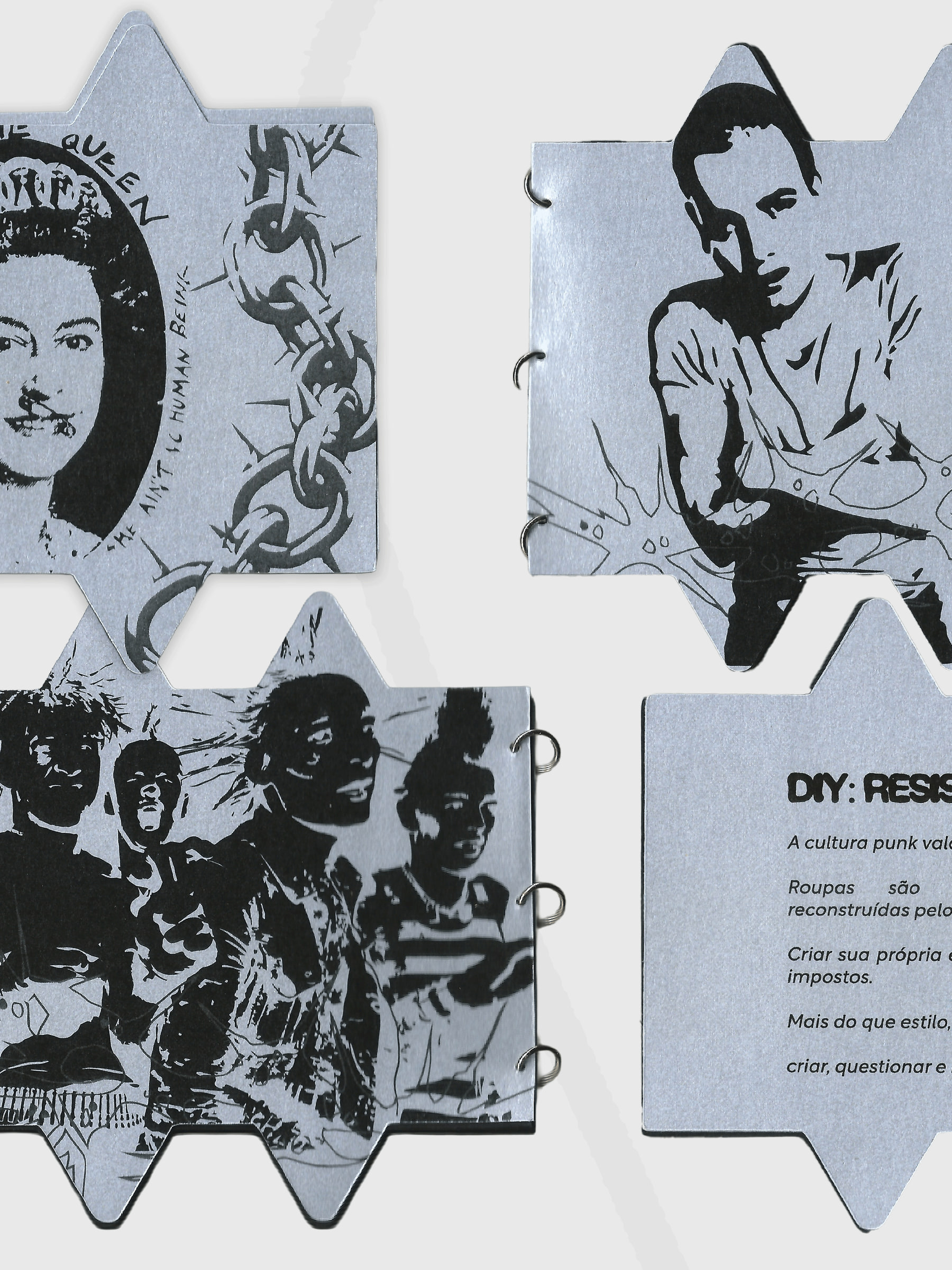 Página Vestir-se é protestar, com ilustração de figura punk