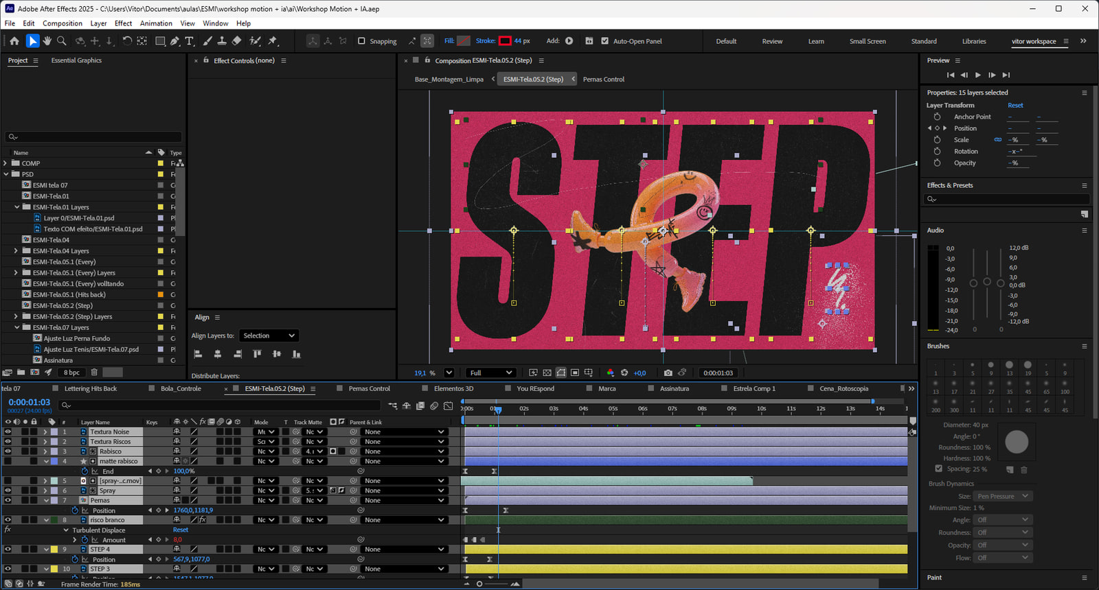 Composição da cena Step aberta no After Effects